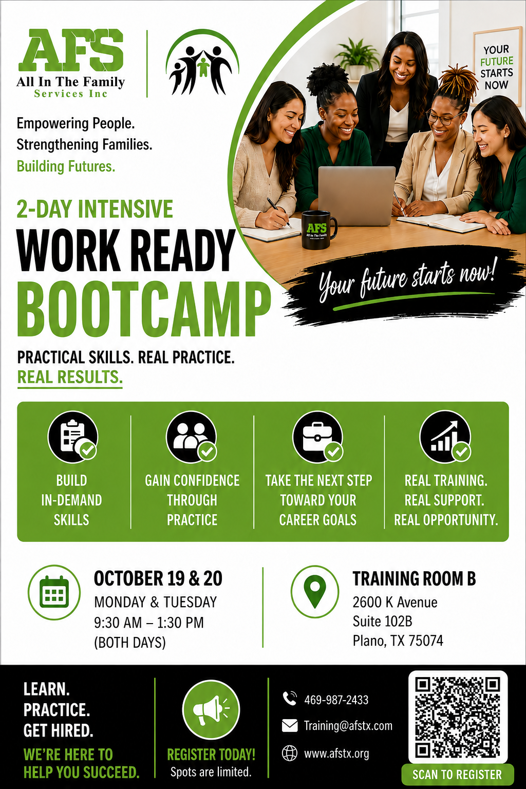 October 2-Day Intensive Work Ready Bootcamp flyer